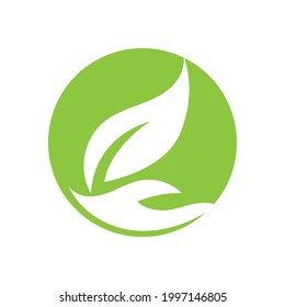 hand and leaf logo vector illustration design template