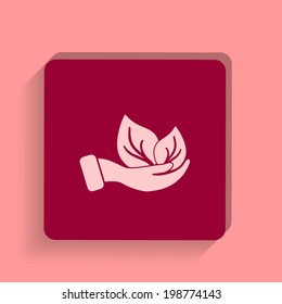  hand & leaf - nature conservation or spa concept vector. The graphic illustration also represents protecting natural resources, organic products, wellness industry, alternative health