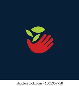 Hand Leaf Nature Ecology Logo