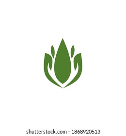 Hand Leaf Nature Logo Design