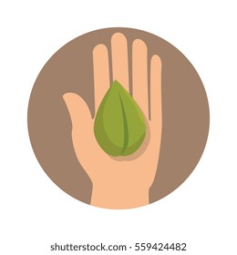 hand with leaf plant