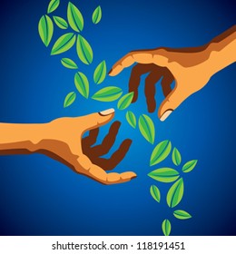 Hand and Leaf silhouette