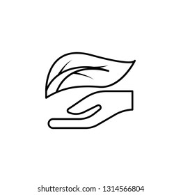 hand and leaf silhouettes outline icon. Signs and symbols can be used for web, logo, mobile app, UI, UX