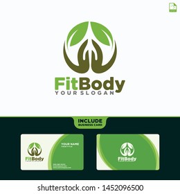 Hand and Leaf template vector illustration includes business card.