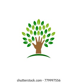 Hand Leaf Tree Logo