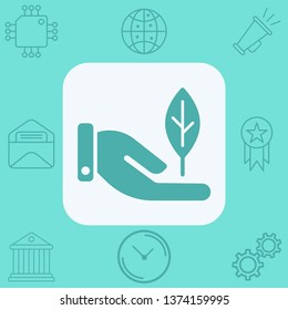 Hand with leaf vector icon sign symbol