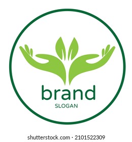 hand and leaf vector illustration design suitable for school illustration icon logo