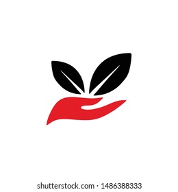 hand and leaf vector logo
