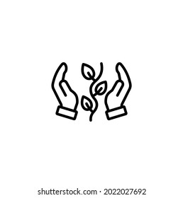 Ilustración vectorial del icono de línea delgada simple de mano y de rama 