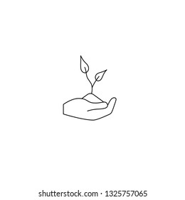 Hand with leafs vector icon.