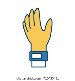 Hand with leather glove