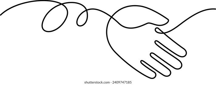 Hand with leaves in continuous line drawing style. Plants icon vector illustration design