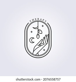 hand, leaves, and flower logo vector illustration linear minimalist logo icon vector, logo for beauty, cosmetic, therapy