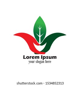 hand with leaves icon , vector logo template
