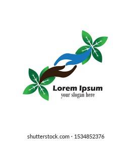 hand with leaves icon , vector logo template

