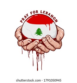 mano con icono de bandera del líbano ilustración vectorial