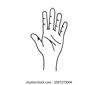 Hand left palm sketch. Doodle line art vector isolated eps illustration