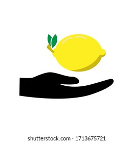 Plantilla de ilustración de icono de mano con limón