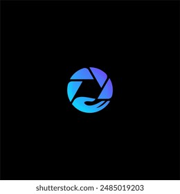 hand and lens camera logo concept vector icon