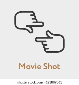 Hand Lens Frame Gesture Minimal Flat Line Outline Stroke Icon Pictogram Symbol