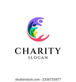 Hand letter C with people design for charity logo