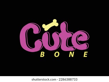 hand letter custom logo word CUTE BONE