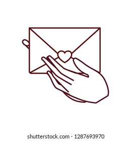 hand with letter envelope isolated icon