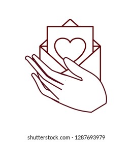 hand with letter envelope isolated icon