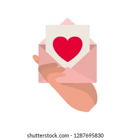 hand with letter envelope isolated icon