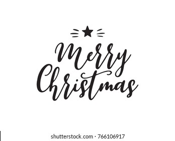 Hand letter Merry Christmas vector text Calligraphic Lettering design card template. Creative typography for Holiday Greeting Gift Poster