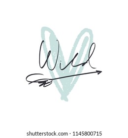 Hand lettered boho label, logo, freedom concept, ink lettering word. Unique stylish gift, print for posters, cards, mugs, clothes and other. Vector Illustration, clipart. Isolated on white background.