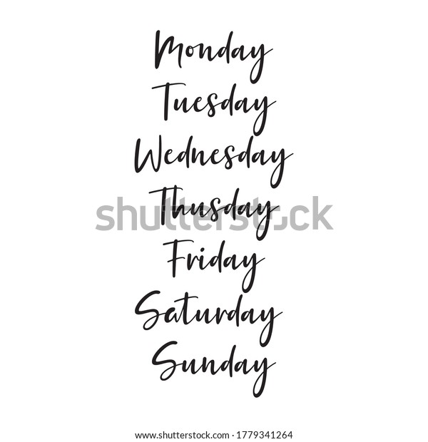 Hand Lettered Days Week Calligraphy Words Stock Vector (Royalty Free ...