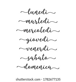 Hand Lettered Days of the Week in Italian. Lettering for Calendar, Organizer, Planner
