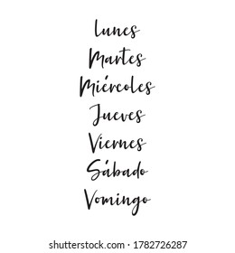 Hand Lettered Days of the Week in Spanish. Lettering for Calendar, Organizer, Planner
