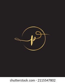 A hand lettered font with modern calligraphy style type P vector logo template