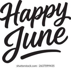 Hand lettered  Happy June typography
