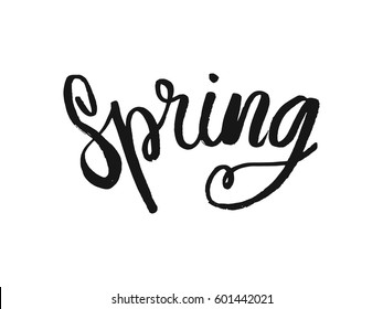 Hand lettered inspirational text April Spring. Hand brushed ink lettering. Modern brush calligraphy. Vector illustration