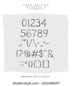 Hand Lettered Serif Font, Typeface Lettering, Modern Hand Lettering Set, Vector Numbers and Symbols, Organic Letters 