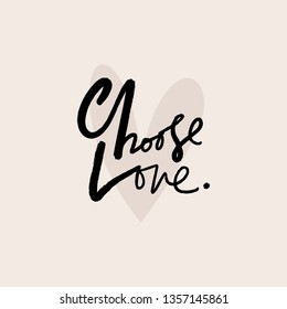 Hand lettered short phrase about love, motivational quote, handwriting, lettering. Unique stylish print for posters, cards, mugs, clothes and other. Vector EPS