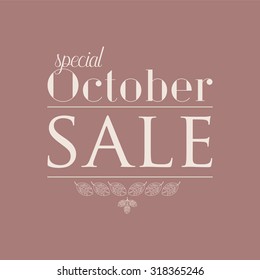  Hand lettered text about autumn sales, leaves