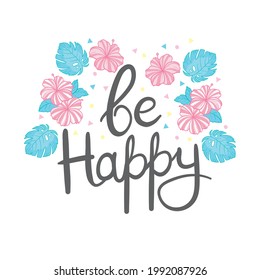 Hand lettered text "happy". Calligraphic season inscription. Vector handwritten typography.