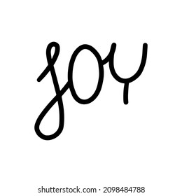 Hand lettered text "JOY". Vector handwritten typography.