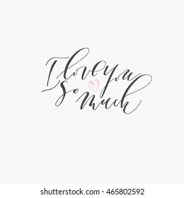 Hand lettered text  I love you . Hand drawn heart. Isolated vector elements.