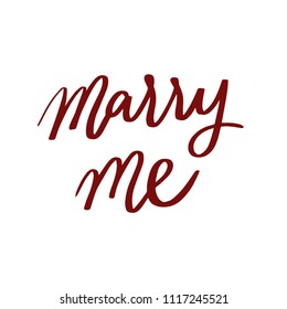 Hand lettered text "Marry me". Calligraphic vector handwritten typography.
