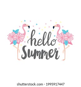 Hand lettered text "Summer". Calligraphic season inscription. Vector illustration.
