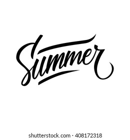 Hand lettered text "Summer". Calligraphic season inscription. Vector handwritten typography.