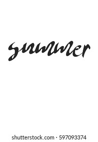 Hand lettered text "Summer". Calligraphic season inscription. Vector handwritten typography.