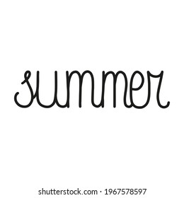 Hand lettered text "summer". Vector handwritten typography.
