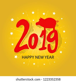 Hand lettering with 2019 number of new year 