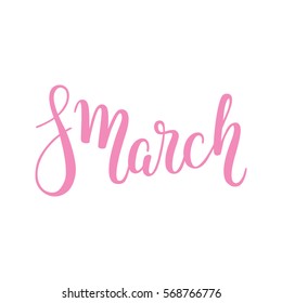 Hand lettering 8 March, the International Women's Day on a white background